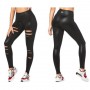 Z  Slashed High Waisted Long Leggings black